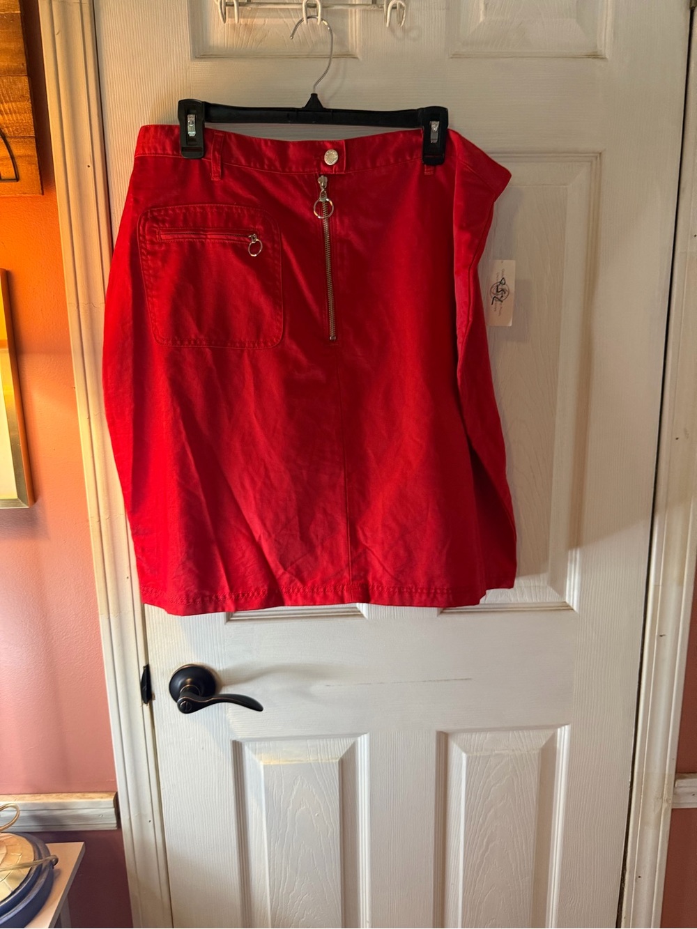 Fore Warned Red Zipper-Detail A-Line Skirt Sz 18